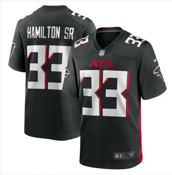 Black Atlanta Falcons football jersey with number 33 from Antonio Hamilton Sr Nike Team Game collection