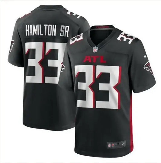 Black Atlanta Falcons football jersey with number 33 from Antonio Hamilton Sr Nike Team Game collection