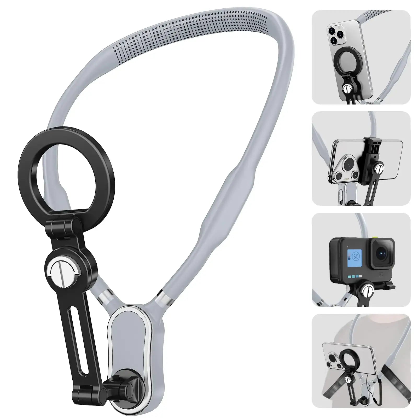 Gray aoub Magnetic Neck Mount for Cell Phone and Camera, Hands-Free Neck Phone Holder