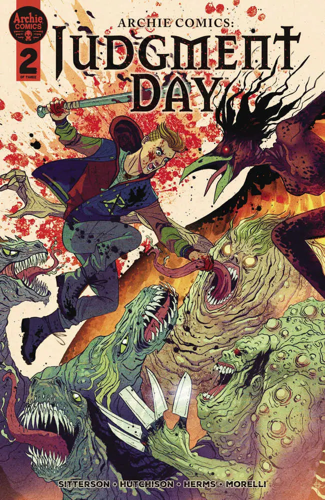 Dynamic Comic Book Cover for Archie Comics Judgment Day #2 Featuring Monsters and Combat