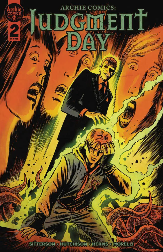 Comic book cover for Archie Comics Judgment Day #2 with dynamic figures in fiery colors