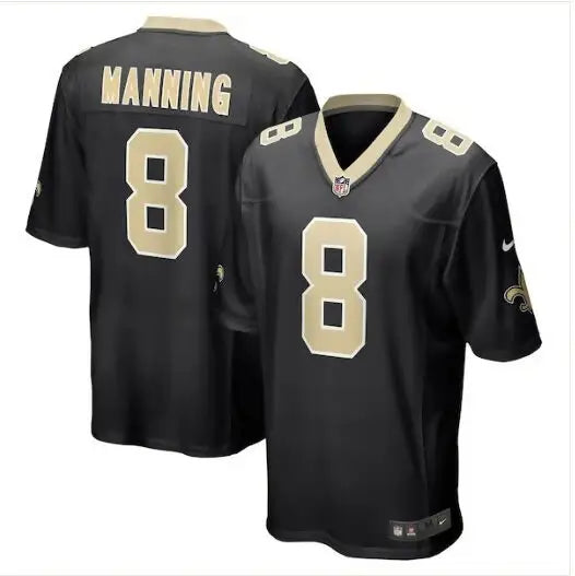 Black and gold Archie Manning New Orleans Saints Nike retired player jersey with number 8