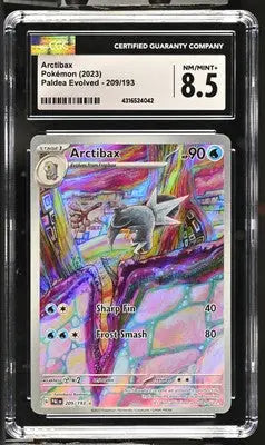 English CGC graded Arctibax #209/193 Pokémon Paldea Evolved trading card in protective case
