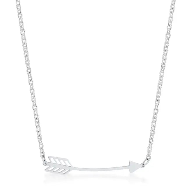 Arianna Rhodium Stainless Steel Arrow Necklace - Necklaces