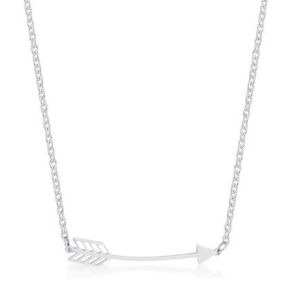 Arianna Rhodium Stainless Steel Arrow Necklace - Necklaces