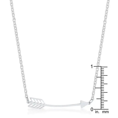 Arianna Rhodium Stainless Steel Arrow Necklace - Necklaces