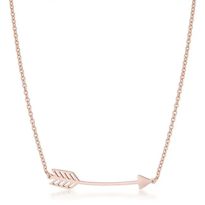 Arianna Rose Gold Stainless Steel Arrow Necklace - Necklaces