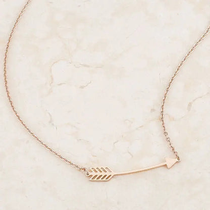 Arianna Rose Gold Stainless Steel Arrow Necklace - Necklaces