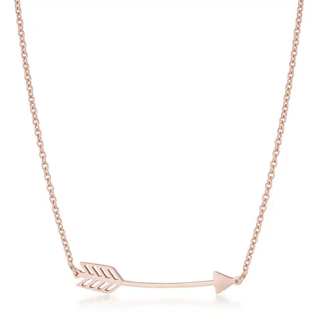Arianna Rose Gold Stainless Steel Arrow Necklace - Necklaces