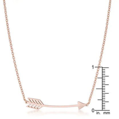 Arianna Rose Gold Stainless Steel Arrow Necklace - Necklaces