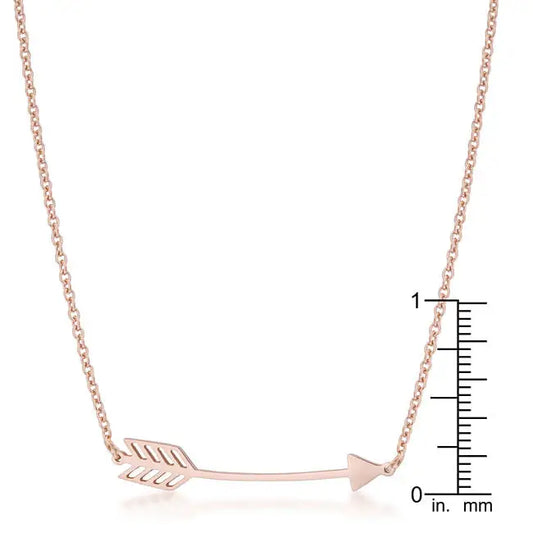 Arianna Rose Gold Stainless Steel Arrow Necklace - Necklaces