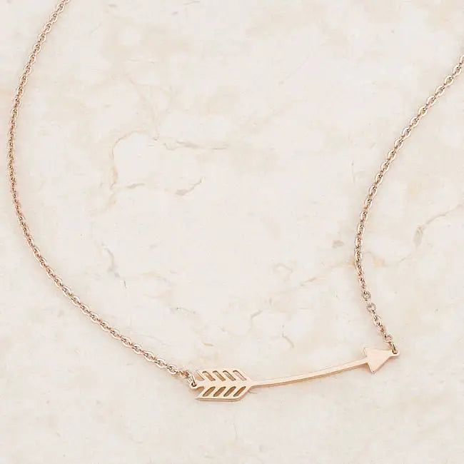 Arianna Rose Gold Stainless Steel Arrow Necklace - Necklaces