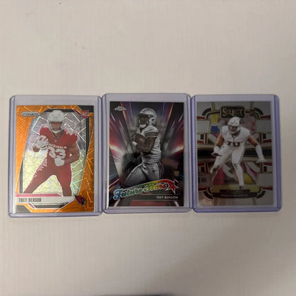 Arizona Cardinals RC Lot with three football trading cards in protective sleeves