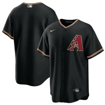 Black Arizona Diamondbacks Nike Alternate Replica Team Jersey displayed in the product image