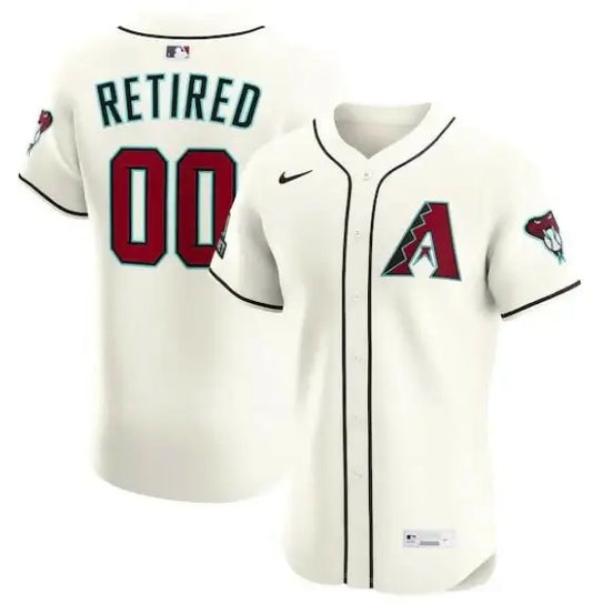 Cream-colored Arizona Diamondbacks Nike home elite sponsor patch jersey for retired players