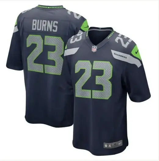 Dark blue Artie Burns Seattle Seahawks Nike Game Jersey with BURNS and 23 on back