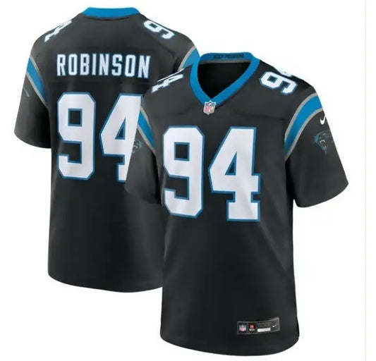 Black A’Shawn Robinson Carolina Panthers Nike Game Jersey with blue and white accents