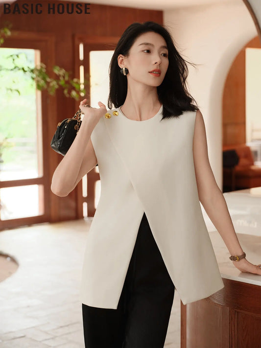 Asymmetrical Sleeveless Vest Top for Summer 2025 - Tops