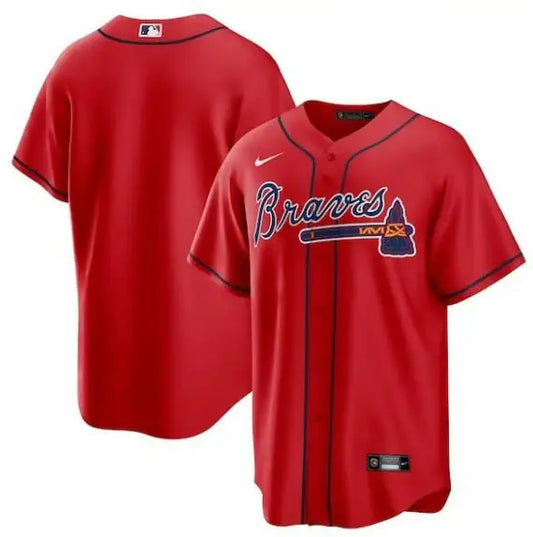 Red Atlanta Braves Nike Alternate Replica Team Jersey for baseball fans