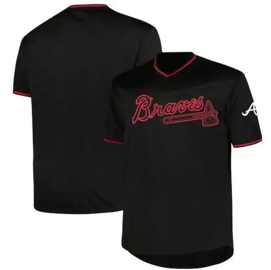 Black Atlanta Braves baseball jersey from the Atlanta Braves Profile Big & Tall Pop Fashion Jersey collection