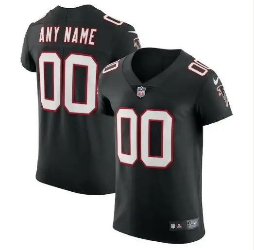 Black Atlanta Falcons Nike Alternate Vapor Elite Custom Football Jersey displayed on product page