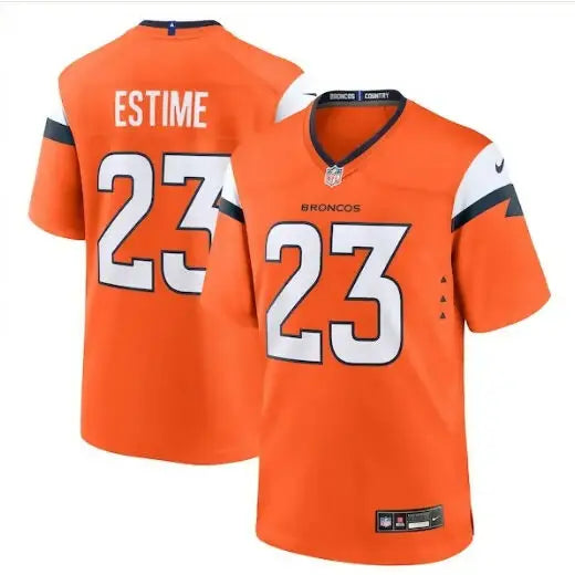 Orange Denver Broncos Audric Estime #23 Nike Game Jersey with ESTIME on the back