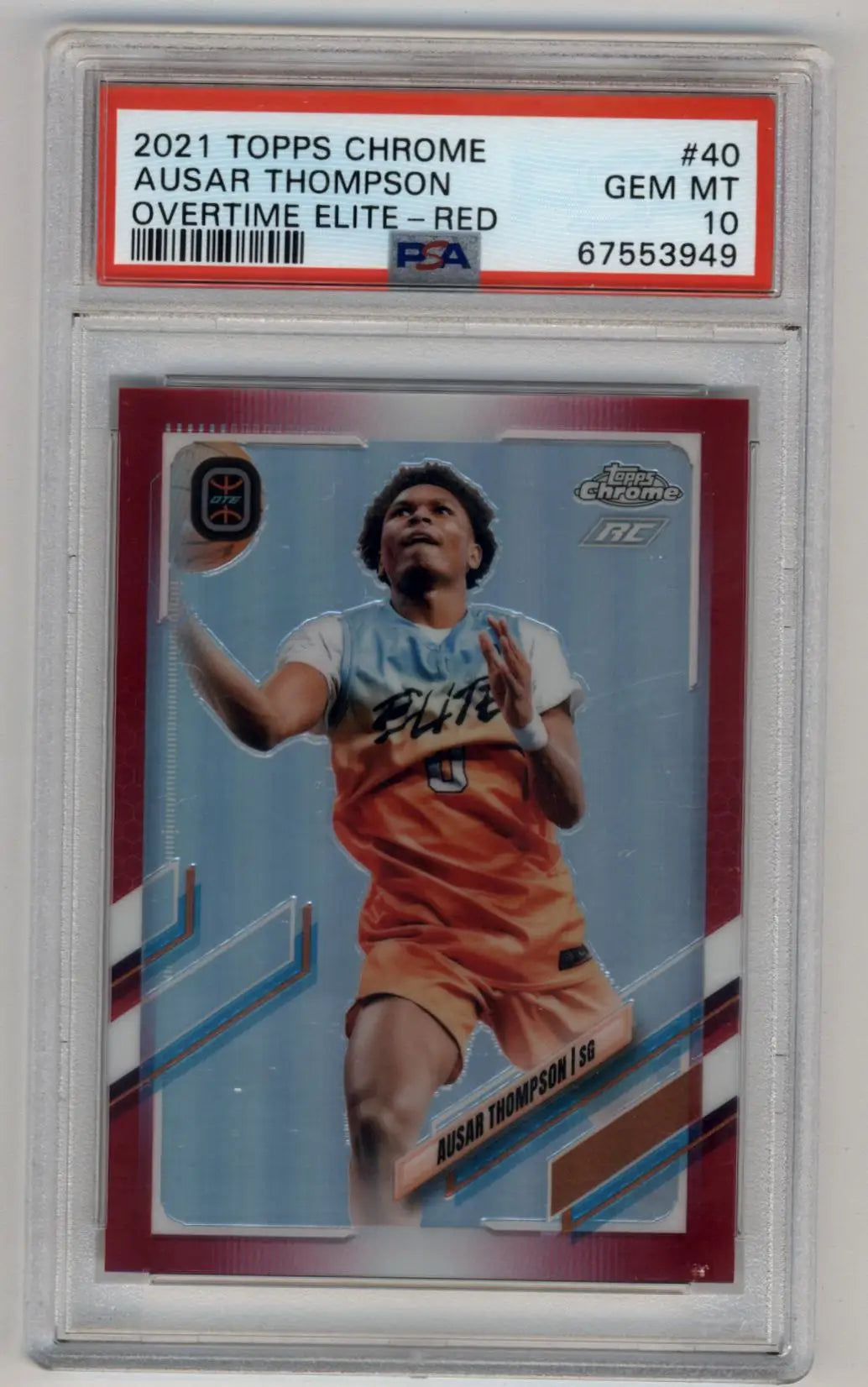 Ausar Thompson 2021-22 Topps Chrome Overtime Elite Red Refractors #40 2/5 PSA 10 Gem Mint - Singles