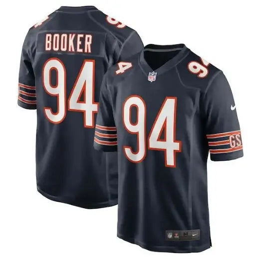 Dark blue Austin Booker Chicago Bears Nike Game Jersey with number 94 and BOOKER on back