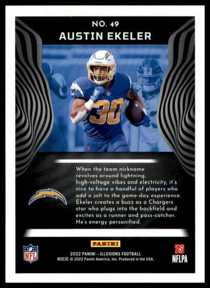 Austin Ekeler football card from Panini Illusions 2022 Los Angeles Chargers collection