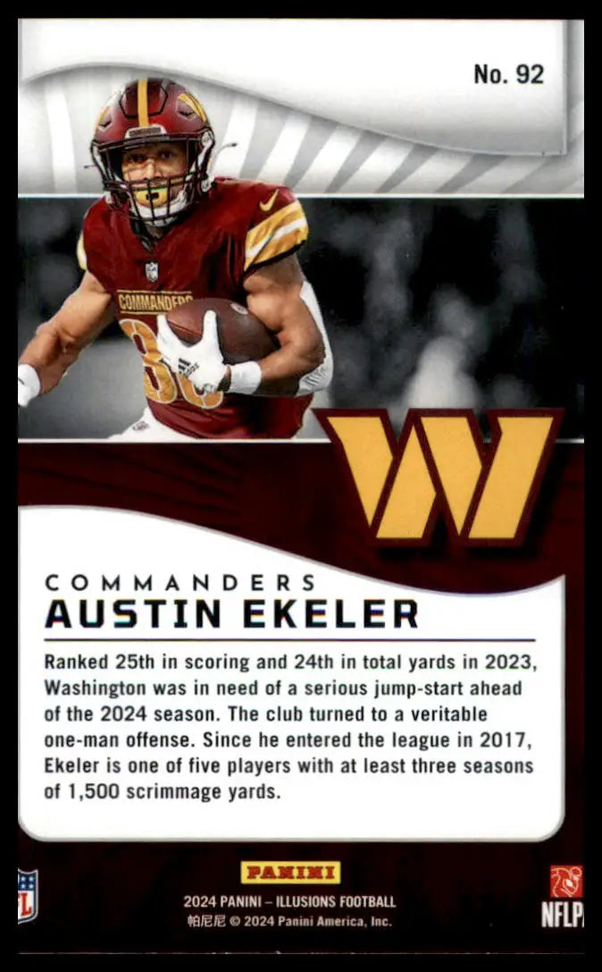 Football trading card featuring Austin Ekeler from Panini Illusions 2024 series