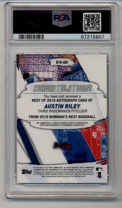 Austin Riley 2019 Bowman’s Best auto PSA 10 Gem Mint autographed baseball card