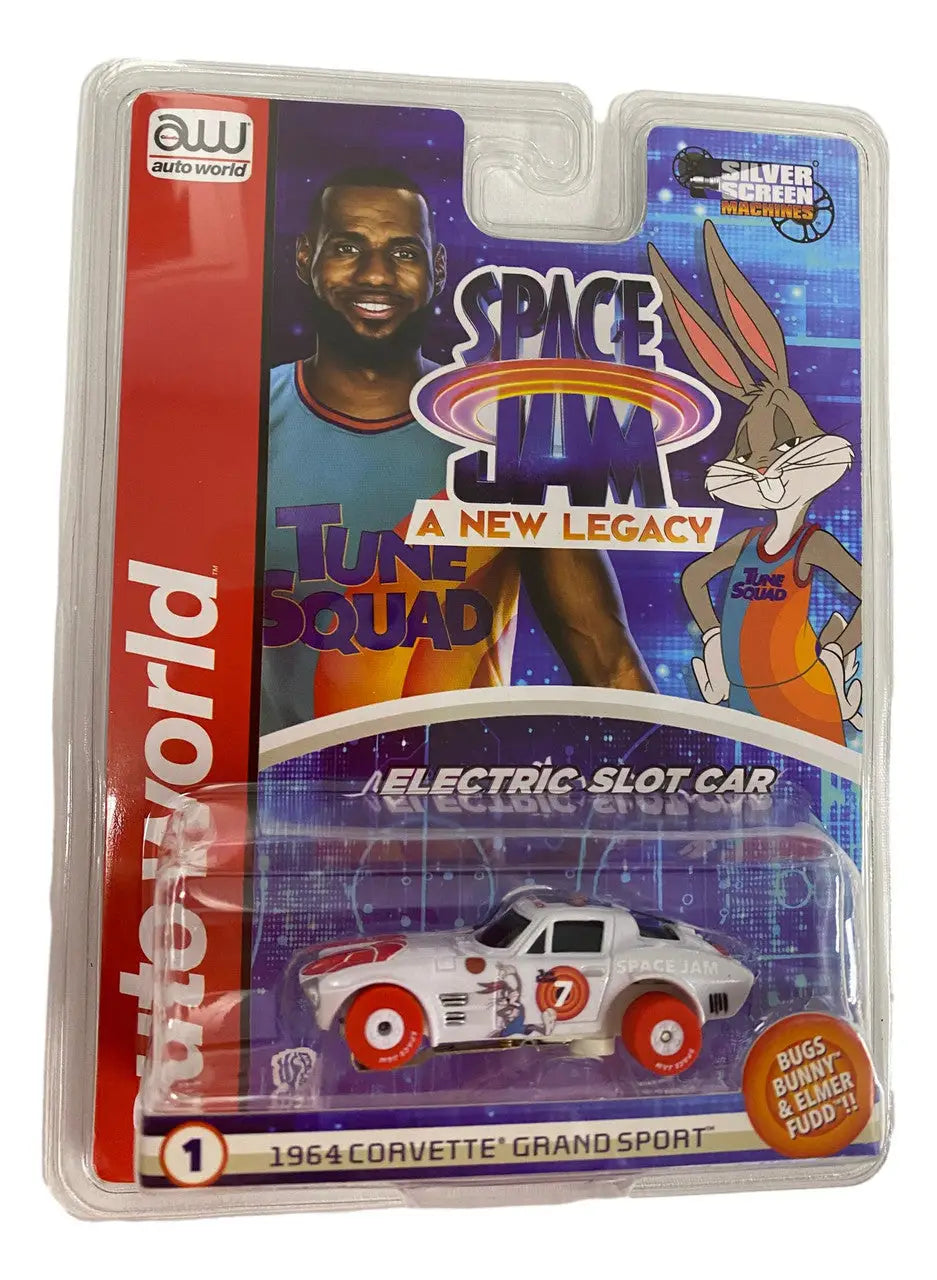 Packaged toy car from Space Jam A New Legacy in Auto World Silver Screen merchandise