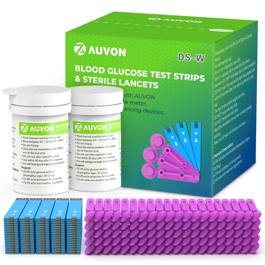 Blood glucose test strips and sterile lancets kit for diabetes blood testing