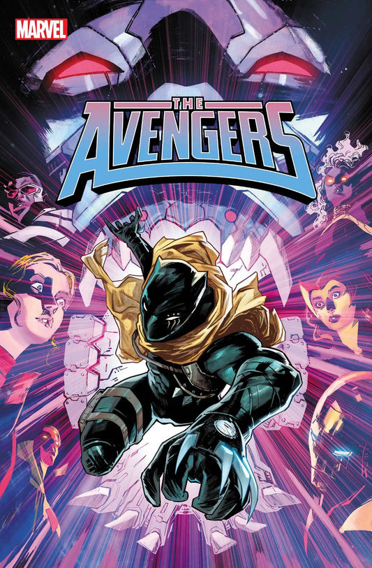 Comic book cover for AVENGERS #20 with a hooded figure and glowing energy, featuring Black Panther