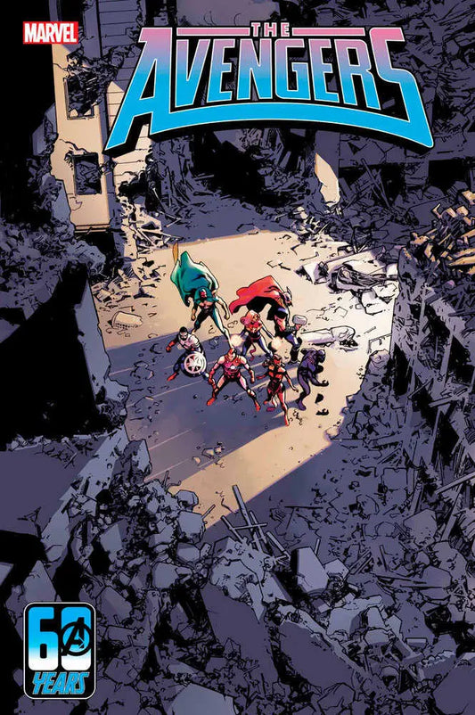 Comic book cover of The Avengers in battle, featured in Avengers 3 trading cards