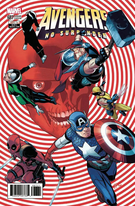 Comic book cover of AVENGERS #687 with superheroes in action for Marvel Comics fans