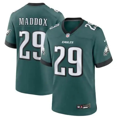 Dark green Avonte Maddox Philadelphia Eagles Nike jersey with number 29