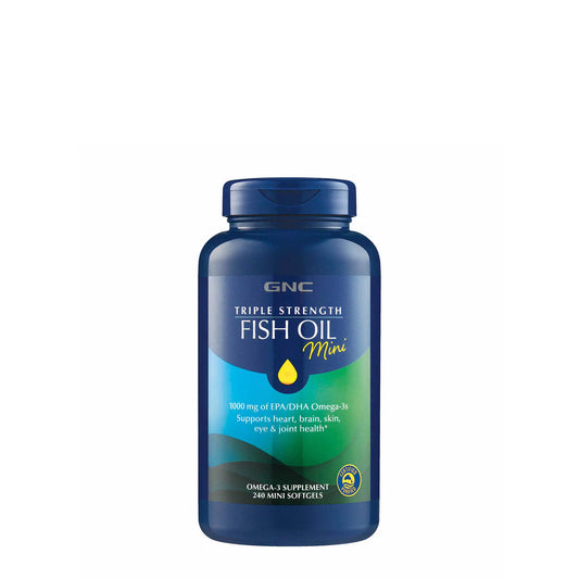 GNC Triple Strength Omega-3 Fish Oil Minis 1000mg | Heart Brain Joint & Eye Support with EPA & DHA | Non-GMO Gluten Free | 240 Mini Softgels