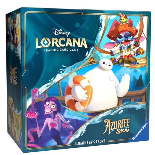 Disney Lorcana Azurite Sea Illumineer’s Trove trading card game box with card dividers