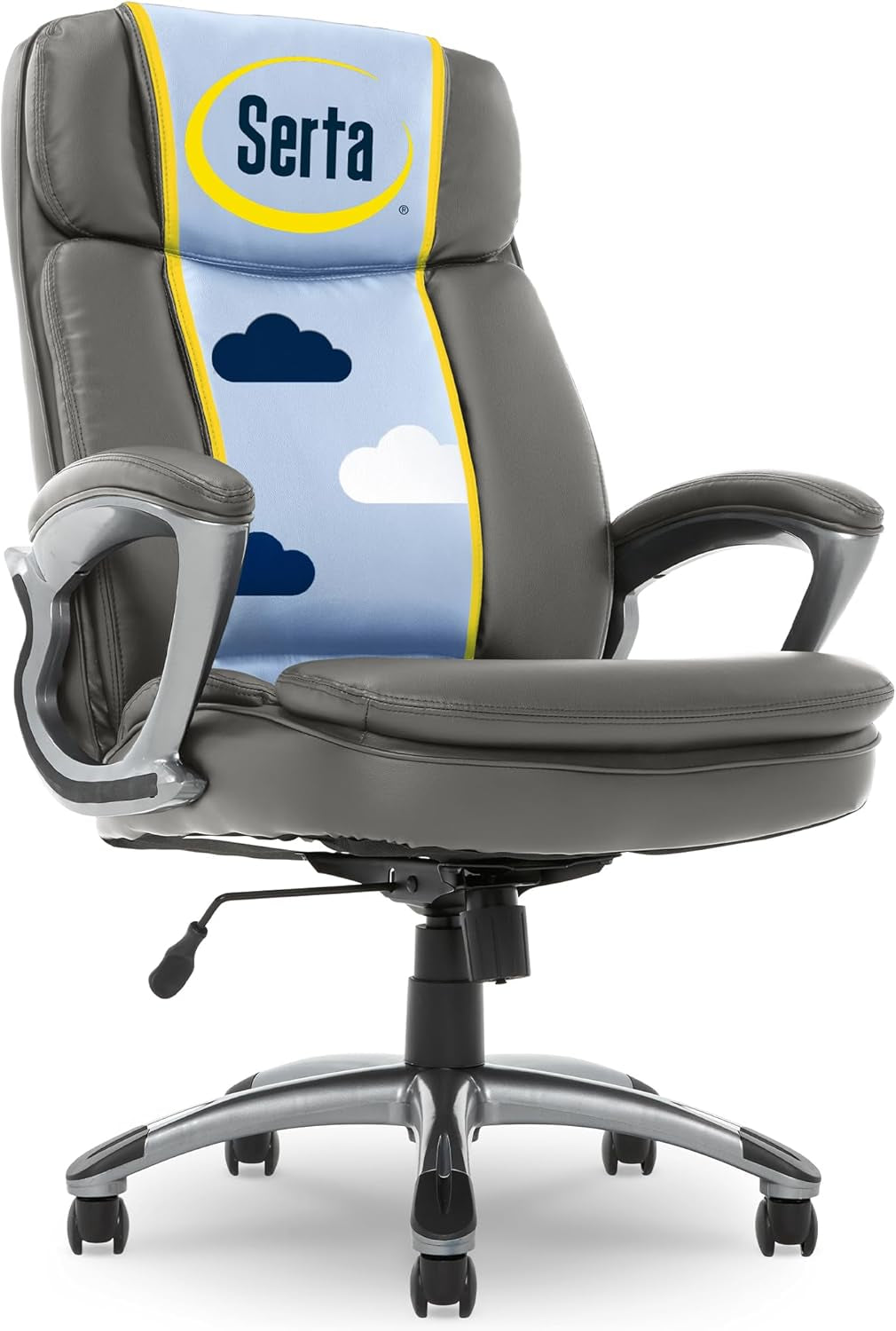 Fairbanks Big and Tall High Back Executive Office Chair, Ergonomic Gaming Computer Chair with Layered Body Pillows, Contoured Lumbar Zone, Gray-0