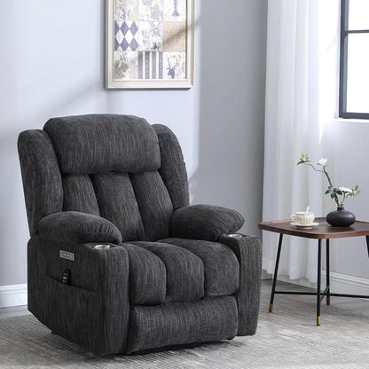 2024 Power Lift Recliner Chair with Full-Body Massage and Heat for Elderly, Hand Remote Control, Upgraded Powerful Motor, Extended Footrest, USB Ports, Stainless Steel Cup Holders, Chenille Grey-1