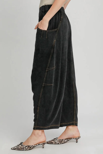 Umgee Elastic Waist Baggy Fit Pants with Pockets