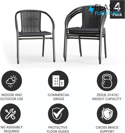 Modern Stackable Rattan Dining Chairs Set for Outdoor-3