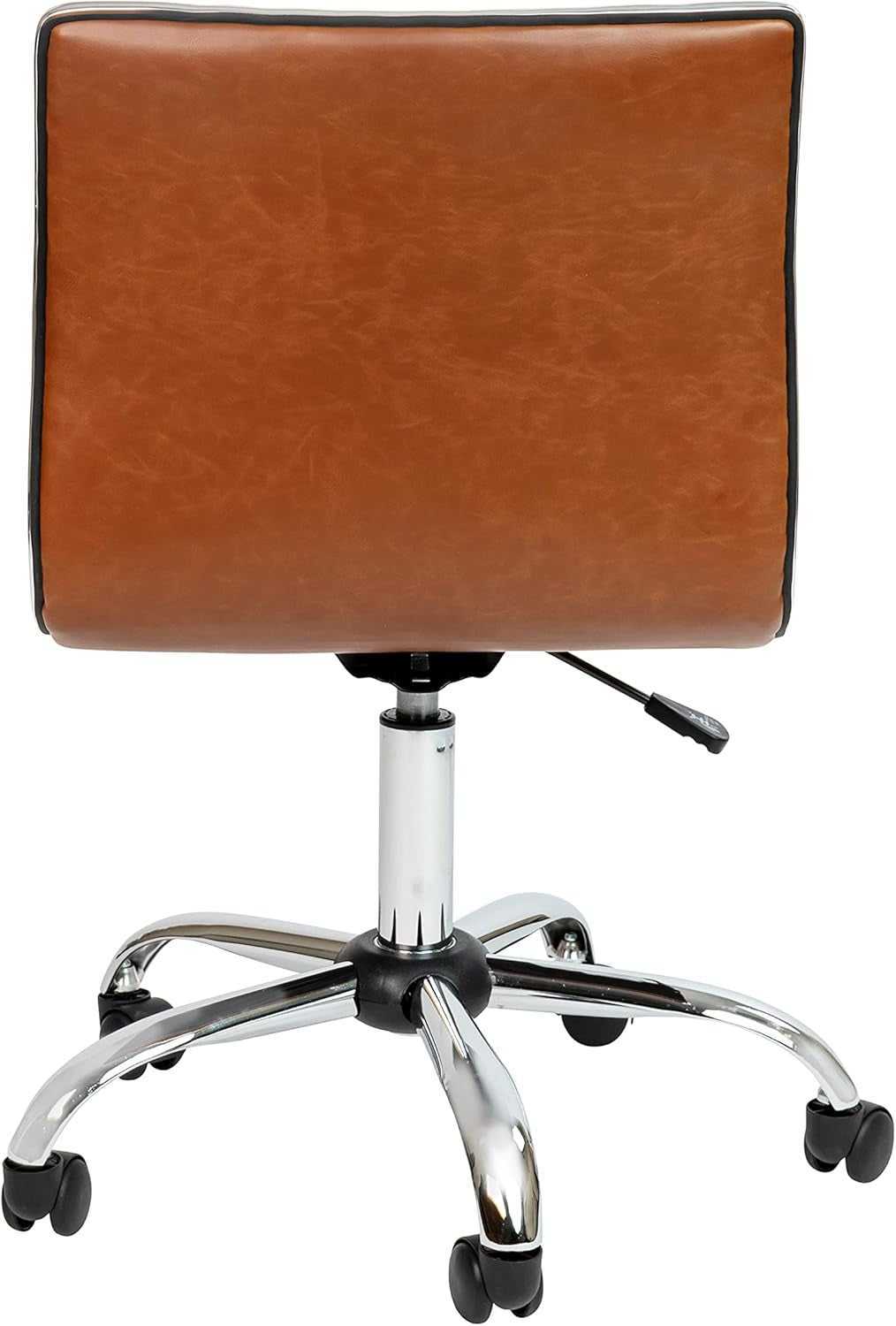 Alan Office Task Chair - Brown Vinyl - Chrome Frame - Armless - Ribbed Back and Seat - Low Back Design-4