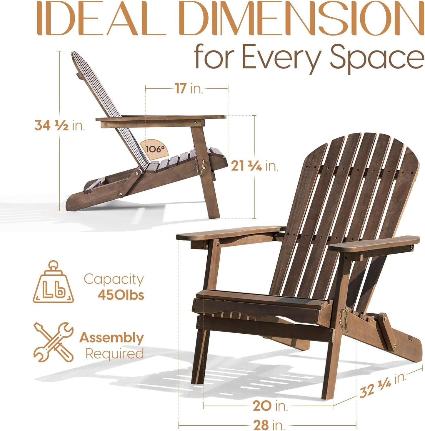 Outdoor Adirondack Chair Set Foldable Pre-Assembled Comfort-1