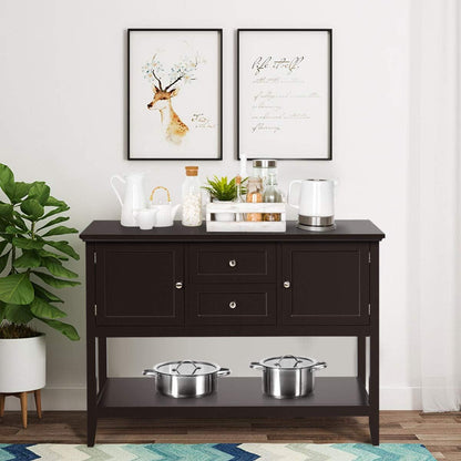 Coffee Brown Wood Buffet Server with Cabinets-0