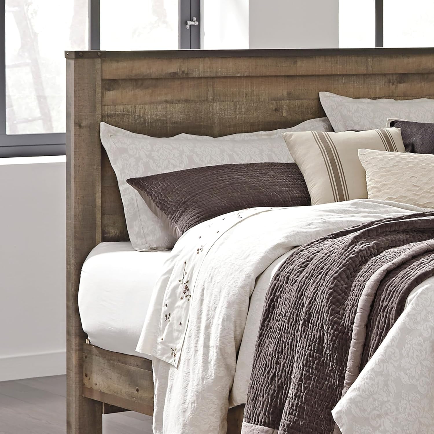 Rustic King Headboard with Charming Plank Details-3