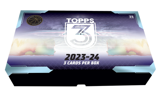 Topps 2023-24 Three Basketball Hobby Box showcasing trading card collectibles