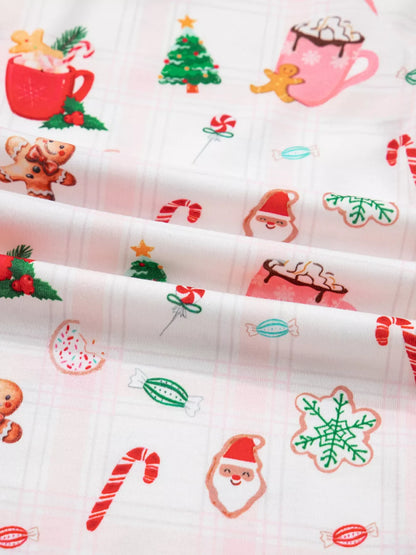 Christmas Spirit Cute Holiday Print Short Sleeve Shirt and Pants 2pcs Pajama Set