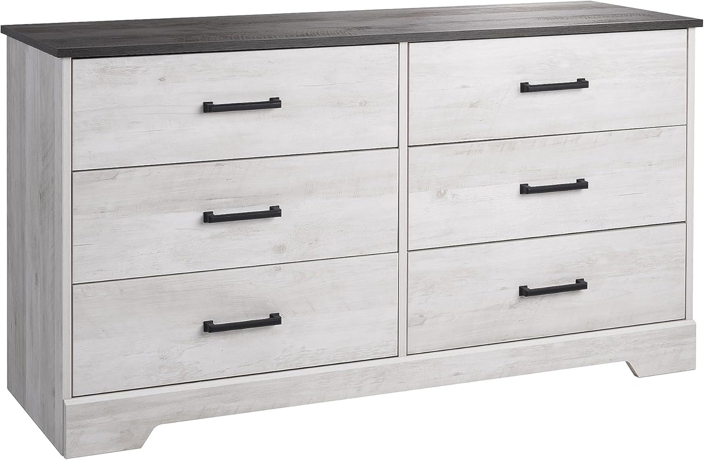 Rustic Ridge Farmhouse 6-Drawer Double Dresser, Washed White Dresser for Bedroom, Chest of Drawers with 6 Storage Drawers, 53.25” Wide X 18.25” Deep X 28.5” Tall, Washed White-0